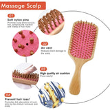 Natural Wooden Paddle Hair Brush,Detangler Brush,Massage Scalp Brush for Long Short Curly Thick Thin Hair for Men Women Kids, Massaging Scalp, Reducing Tangle & Hair Breakage, Promoting Hair Growth
