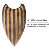 Hidden Invisible Crown Human Hair Extension Highlight One Piece Secret Miracle Wire in Hairpieces Highlight Remy Hair Translucent Fish Line Headband 60g 16'' #4P27 Medium Brown mix Dark Blonde