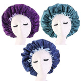 LERTREE 3PCS Elastic Women Stain Night Sleep Cap Hair Bonnet Hat Shower Caps (B)