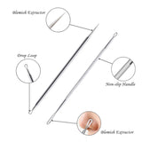 Blackhead Remover Pimple Extractor Tool, Vikano 7pcs Blackhead Extractor, Comedone Extractor Acne Removal Kit for Blemish, Whitehead Popping, Zit Removing for Nose Face with Leather Bag (Silver)