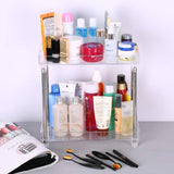 Decdeal Multi-functional 2-Tier Cosmetic Organizer Tray Storage Shelf Caddy Stand for Bathroom Vanity Countertop