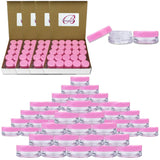 Beauticom 3G/3ML Round Clear Jars with Pink Lids for Beads, Gems, Glitter, Charms, Small Arts and Crafts Items - BPA Free (Quantity: 500 Pieces)