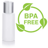 2 oz Clear Natural Refillable Plastic Squeeze Bottle with Silver Metal Disc Cap Top - (12 Pack)