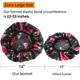 Silk Bonnet for Women, XL Large Stain Silk Bonnet for Natural Hair, Women Sleep Cap Bonnets With Comfortable Wind Band (4 Pack)
