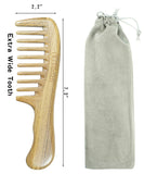 Yunzh Natural Green Sandalwood Wooden Comb,Wide Tooth & Fine Tooth,No Static,Handmade,for Curly Hair,for Women, Men