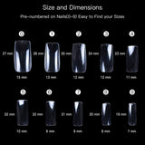 MAKARTT 500Pcs Squoval Nails Press on Nails French Nails Square Nails Full Cover Fake Nails Art Tips Acrylic Nail Tips 10 Sizes A-07
