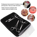 Piercing Kit, Body Piercing Tweezer Kit, Stainless Steel Drilling Tool Set Piercing Kit Asepsis Safety Piercing Tools Kit Body Piercing Tools for Body Belly Nose Lip 4 Pieces/set