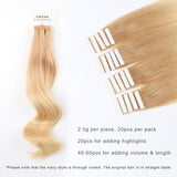 ABH AmazingBeauty Hair Pre-Taped 50g/20pcs Remy Human Hair Ombre Blonde Skin Weft Hair Extensions, Invisible, Seamless, Two Toned Dark Dirty Blonde Fading into Platinum Ash Blonde T12-60, 14 Inch