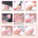 Jiasheng Polygel Nail Kit, Poly Extension Gel Nail Kit, All in One Nail Builder Nail Art Starter Trail Kit, Gel Nail Kits Set with Nail Rhinestones Glitter Decoration for DIY Nail Design at Home