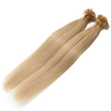 SEGO U Tip Hair Extensions Human Hair Pre Bonded Keratin Fushion Nail Tip Human Hair Extensions 100% Real Remy Hair Silky Straight 100 Strands/Pack 50g 24 Inch #24 Natural Blonde