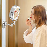 GURUN LED Lighted Wall Mount Makeup Mirror with 10x Magnification for Bathroom and Bedroom,13" Extendable Arm,Chrome Finish,Direct Wire M1809D(10x,Chrome)