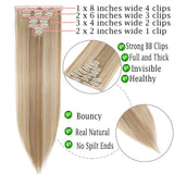 Clip in Full Head Hair Extensions 8 pieces/set Synthetic Fibre Natural Long Thick Hair Pieces Hairpiece Standard Weft Hair Extension for Women Lady Girls - 24 inch Curly medium brown