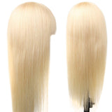 Fabeauty Straight Wigs With Bangs Virgin Brazilian None Lace Front Wigs Human Hair Wigs 150% Density Glueless Machine Made Wigs For Black Women (18inch, 613 wig)