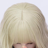 Qaccf Short Wavy Shoulder Length Women Full Bang Heat Resistant Wig (Blond)