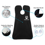 Beard Apron Beard Trimming Catcher Cape for Men Shaving & Hair Clippings Aksice, Non-Stick Hair Catcher Grooming Cloth, Waterproof, with 4 Suction Cups, Gifts for Men- Black