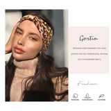 Gortin Boho Headbands Leopard Hair Bands Knoted Turban Headband Stretch Twist Head Wraps Stripe Cloth Head Bands for Women and Girls 3 Pcs