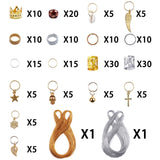 200 Pieces Deadlocks Beads Hair Jewelry Decoration Accessories Metal Hair Cuffs Gold Silver Aluminum Hair Coil Wooden Beads and 200 M Metallic Cord for Braiding Hair Pendant Charms