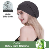 2 Pcs Satin Lined Sleeping Cap for Curly Hair Women,Outer-100% Bamboo Viscose, for Girls