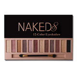 2Pcs Pro 12 Colors Naked Eyeshadow Makeup Palette - Shimmer Matte Pigmented Blendable Diamond Nude Natural Eye Shadow Pallet Kit with Brush(A+B)