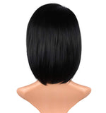 Natural Black Bob Wigs With Bangs For Black Women Side Part Bob Wigs With Side Bangs Synthetic Black Bob Wigs Short Straight Bob Wigs 12 Inch (Natural Black)