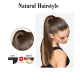 Leterly 18" 24" Ponytail Extension Long Curly Straight Wrap Around Pony Tails Clip in Hair Piece Synthetic for Women Girls Ash Blonde
