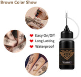 Comdoit Temporary Tattoo Kit Jagua Gel Tattoos 4 Bottles Brown/Black (2oz) Semi-Permanent Tattoos Freehand Ink DIY Fake Freckles Tattoos 35 Pcs Free Tattoo Stickers Stencils for Women Kids Men