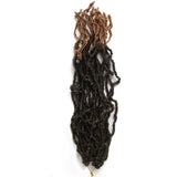 7 Packs Nu Faux Locs Wavy Faux Crochet hair 18 Inch Braids Curly Wave Soft Nu Faux Locs Crochet Hair 21Roots/pcs Braiding Extensions (18inch, T1B/27#)