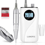 Electric Acrylic Nail Drill Machine - LONOVE Upgraded 30000rpm High Speed Rechargeable Efile Nail Drill Kit Set for Acrylic Gel Nails, Professional Electric Grinder Tool for Salon Use or Home DIY