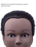 CZFY African American Mannequin Head with 100% Real Hair and Adjustable Stand 16-18” for Braiding Hair Styling Training Hairart Barber Hairdressing Fashion Salon Display (Black1)