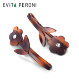 EVITA PERONI Black Crystal Resin Flower Hair Clips Bobby Pin Barrettes for Women Girls