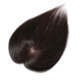 20 Inch Human Hair Clip in Toppers for Women Thin Clip on Crown Top Hairpiece Silk Base Natural Toupee for Thinning Hair #2 Dark Brown