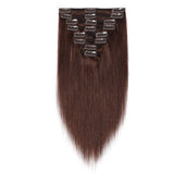 Double Weft 100% Remy Human Hair Clip in Extensions #2 Dark Brown 10''-22'' Grade 7A Quality Full Head Thick Thickened Long Short Straight 8pcs 18clips for Women Fashion 12" / 12 inch 110g