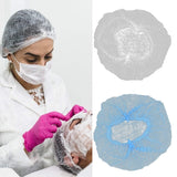 Tvoip 100Pcs 19" Disposable Cap Hair Net Cap Hair Hat Anti Dust Net Bouffant Cap Non-Woven Head Cover Hat Elastic Cleaning Hair Protect Hat Cap (White)