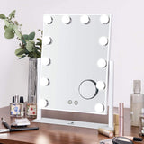 Hollywood Vanity Mirror Lighted Makeup Mirror,Tabletop Mirror with 12pc Dimmable LED Lights，3 Color Mode (White, Large)