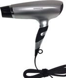 Ovente Lightweight Hair Dryer 1875 Watt 2 Speed 3 Heat Setting Ionic Tourmaline Technology 1 Wide Nozzle Attachment Extra Long Cord Ceramic Professional Travel Volumizing Woman Men Kids Silver X2110S