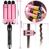 3 Barrel Curling Iron Hair Curler 25mm Quick Heated Ceramic Tourmaline Triple Barrels Curling Wand 1 Inch Professional Waver Iron Tools DIY Hair Styling for All Types of Hair (Pink)