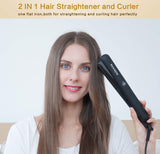 Professional Ceramic Hair Straightener, Ionic Flat Iron by Bownyu, 2 in 1 Hair Straightener & Curler Iron for All Hair Types, Safety Lock & Dual Voltage Flat Iron Perfect for Travel, 1 Inch,140-450°F