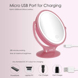 Aesfee LED Lighted Makeup Vanity Mirror Rechargeable,1x/7x Magnification Double Sided 360 Degree Swivel Magnifying Mirror with Dimmable Touch Screen, Portable Tabletop Illuminated Mirrors - Rose Gold