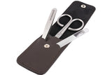 3 Swords Germany - brand quality 3 piece stainless steel INOX manicure pedicure grooming kit set for professional finger & toe nail care scissors file tweezers genuine leather case in gift box (03874)
