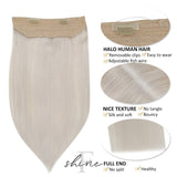 Fshine Blonde Hair Extensions Human Hair Halo Wire with Clips 80Gram Clip in Remy Natural Human Hair Crown Layered 16 Inch Invisible Hair Piece Lightest Blonde