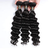 Loose Deep Wave Human Hair Brazilian Deep Curly Hair Bundles (300g/10.5oz,Natural Black) 100% Unprocessed Brazilian Virgin Hair Loose Deep Wave Human Hair Weave Bundles