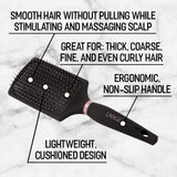 L’ange Hair Siena Paddle Nylon Brush | Helps Groom and Detangle All Types of Hair | Heat-Resistant Nylon-Tipped Bristles | Black