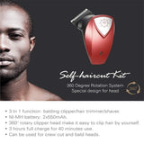 Bald Head Clipper Shortcut Pro Self-Haircut Kit 360 Roatating Head Hair Clippers Cordless Rechargeable Hair Trimmers Beard Shaver with 4 Combs For Self-haircut at Home (red)