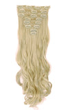 FIRSTLIKE 17" Curly Bleach Blonde Clip In Hair Extensions Thick Enough Full Head Long 8 Pieces With 18 Clips Attached Wefts Soft Silky For Ladies Beauty