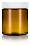 Amber Glass Large Straight Sided Jar - 9 oz / 270 ml (2 Pack) + Label - Airtight, Smell Proof, BPA Free Lids