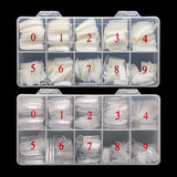 Feugole French Nail Tips Acrylic Flake Nails Half Cover 1000PCS Artificial False Nails Half Tips & Box for DIY Nail Art (Natural/Clear)