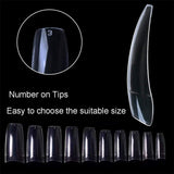 Feugole French Nail Tips Acrylic Flake Nails Half Cover 1000PCS Artificial False Nails Half Tips & Box for DIY Nail Art (Natural/Clear)