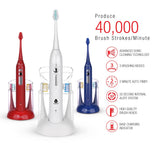 Pursonic S430 SmartSeries Electronic Power Rechargeable Sonic Toothbrush, 12 Brush Heads Included, Red