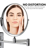 Ovente Wall Mounted Makeup Vanity Mirror 7 Inch 1X 7X Magnifier 360 Degree Extended Arm Double Sided Spinning Bathroom Decor Shaving Beauty Barber Personal Circle Large Polished Chrome MNLFW70CH1X7X