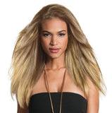 Hairdo 18" Human Hair Highlight  Color R14/88H GOLDEN WHEAT - Extensions 1 piece Clip In 6 Pressure Sensitive Clips Women's Long Hair